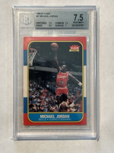 1986 Fleer Michael Jordan Rookie Card BGS Mint 7.5 #57 Chicago Bulls ...