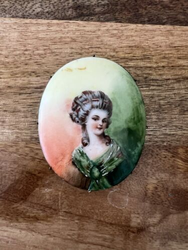 Antique Victorian Edwardian Hand Painted Lady Port