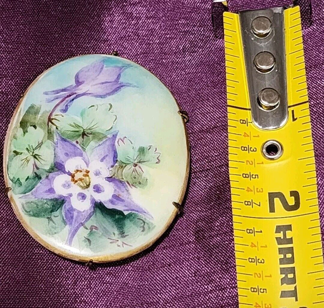 antique hand-painted porcelain brooch - image 4