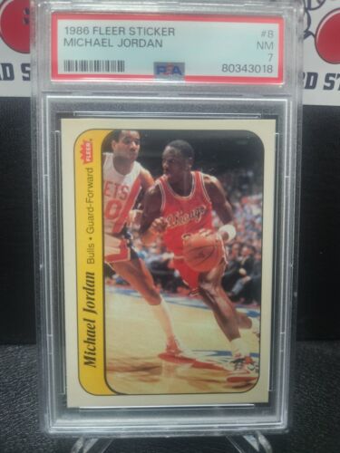 1986 Fleer Sticker Michael Jordan #8 PSA 7 Rookie Sticker | eBay