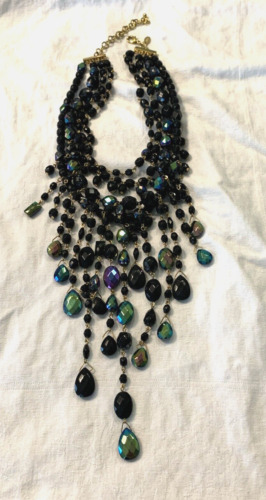 Joan Rivers black Aurora Borealis Waterfall Neckla