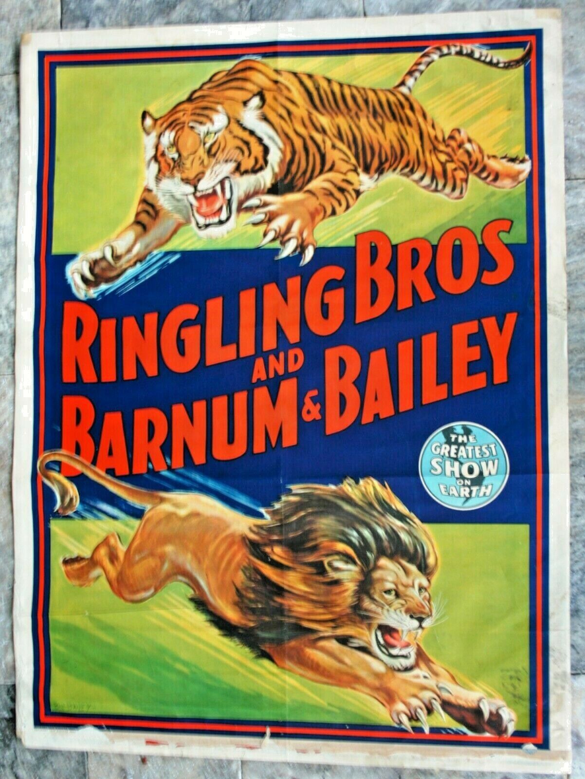 Authentic 45 Ringling Bros and Barnum & Bailey Circus Poster CHARGING ...