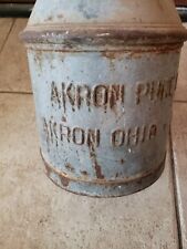 Antique Steel Metal Milk Dairy Jug Container Can Old Akron Ohio 1943