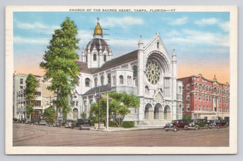 Sacred Heart Catholic Church Tampa, Florida 1945 Old Cars Linen ...