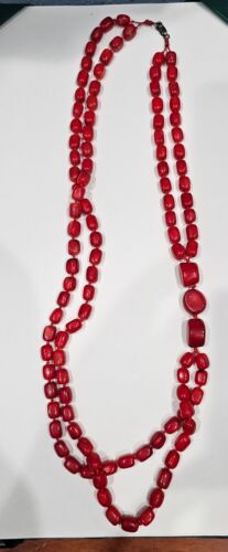 Vintage Red Coral Necklace w/silver clasp