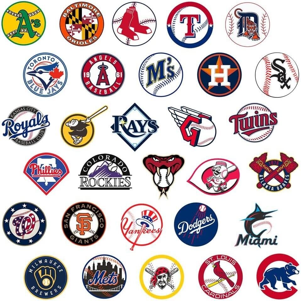 SET OF 30 MLB TEAM LOGO STICKERS 1 MLB LOGO WITH ...