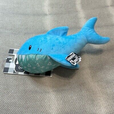 Shark Plush Dog Toy NWT Blue Squeaker Fins Teeth Ocean Pet Puppy Gift ...