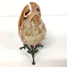 Art Nouveau Carved Conch Shell On Iron Pedestal (17) #459