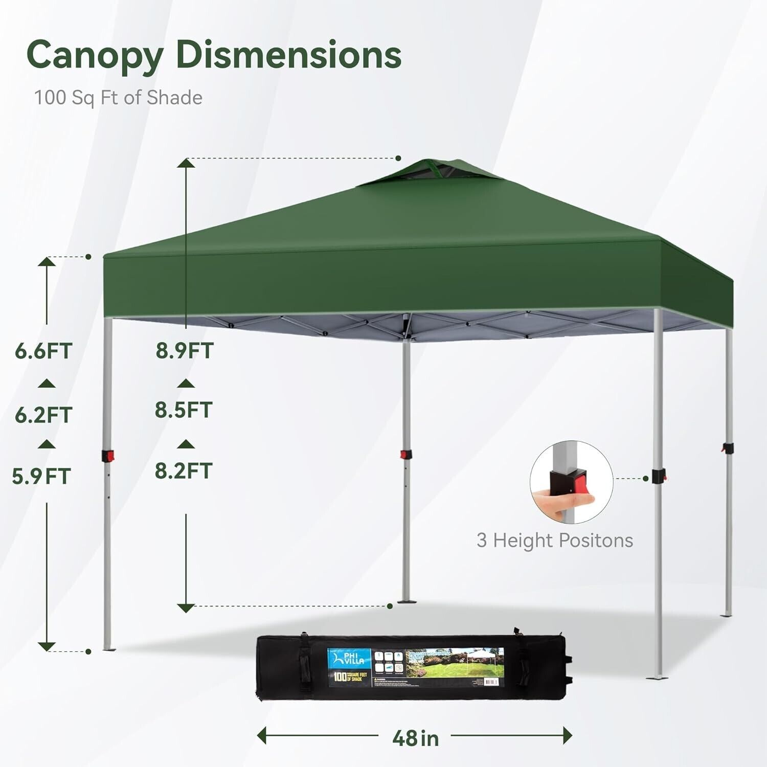 10x10 ft Pop Up Canopy Tent Folding Gazebo Party Tent Adjustable Height ...