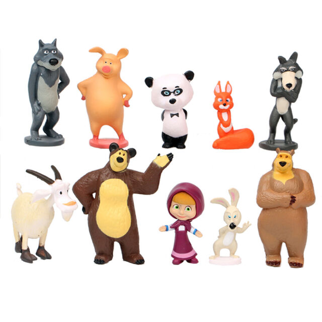 Masha And The Bear Sciuridae Goat 10 PCS Movie Action Figure Cartoon ...