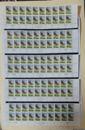 Land Bird of Fiji, Overprint on 81c, 1c, 2c, 3c, 4c, 5c-Block of 20 ...