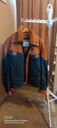 Vintage Honda GL Motorcycle Leather and Denim Coat