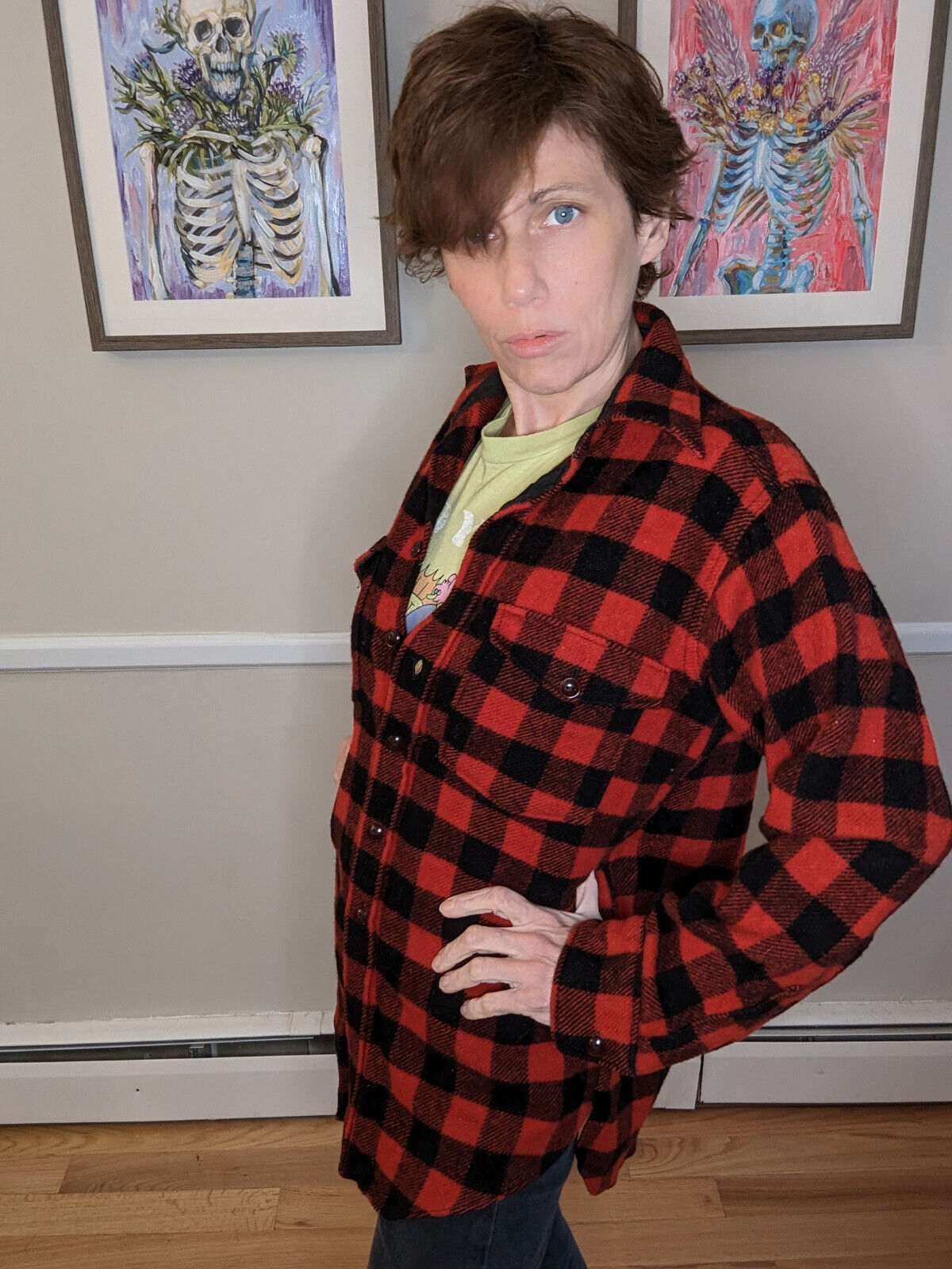 1950s Buffalo Plaid Shirt / Work Shirt / Shacket! - image 3