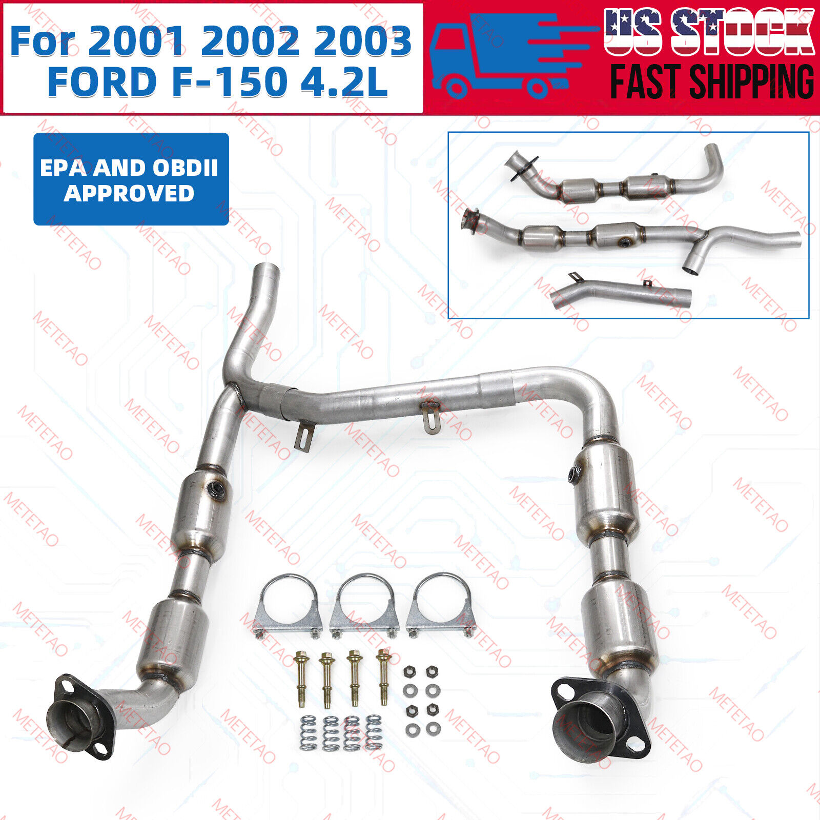 LH+RH Catalytic Converter (RWD VEHICLE ONLY) For 2001 2002 2003 Ford F ...