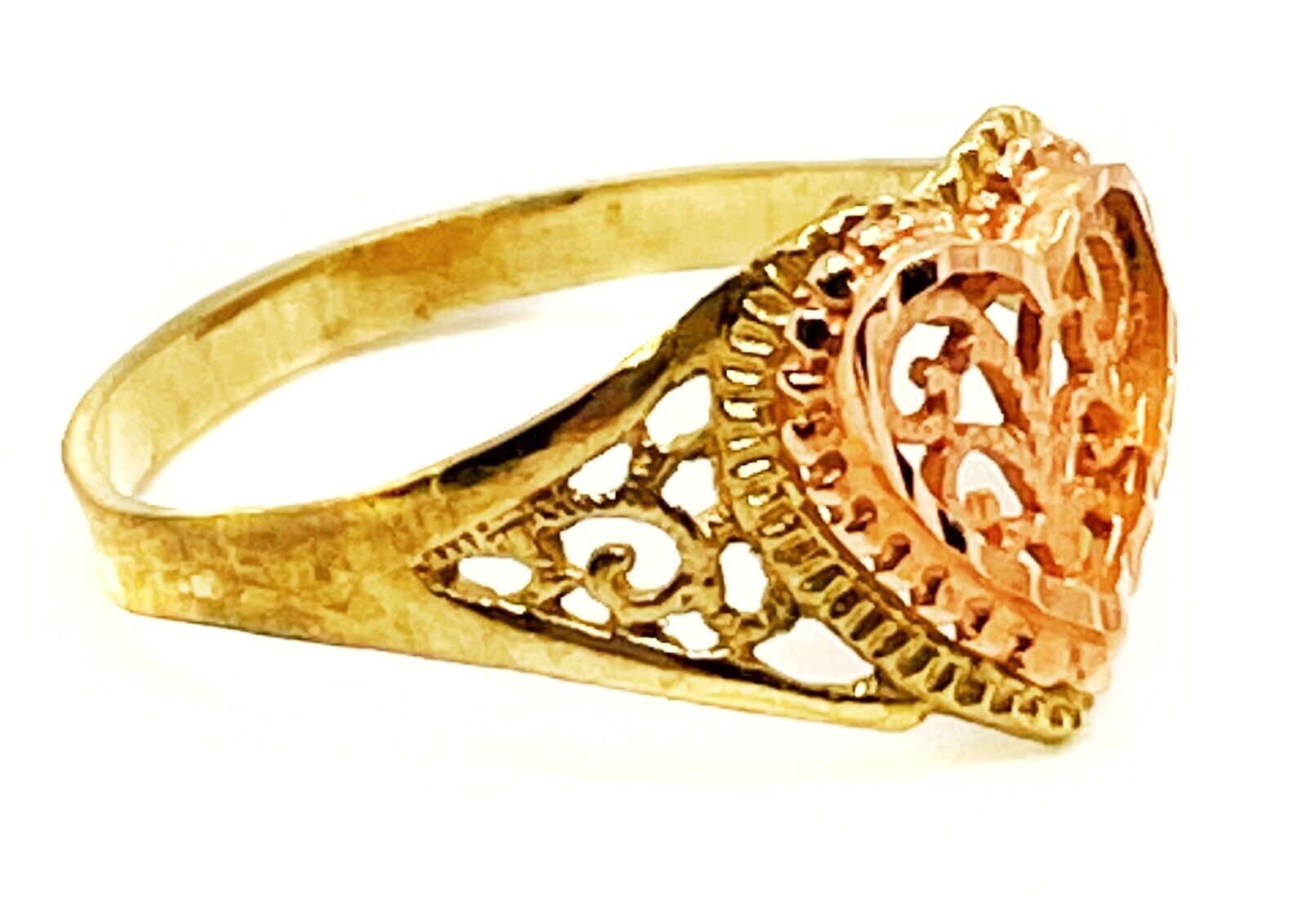 10K Rose/Yellow Gold Heart Ring - image 6