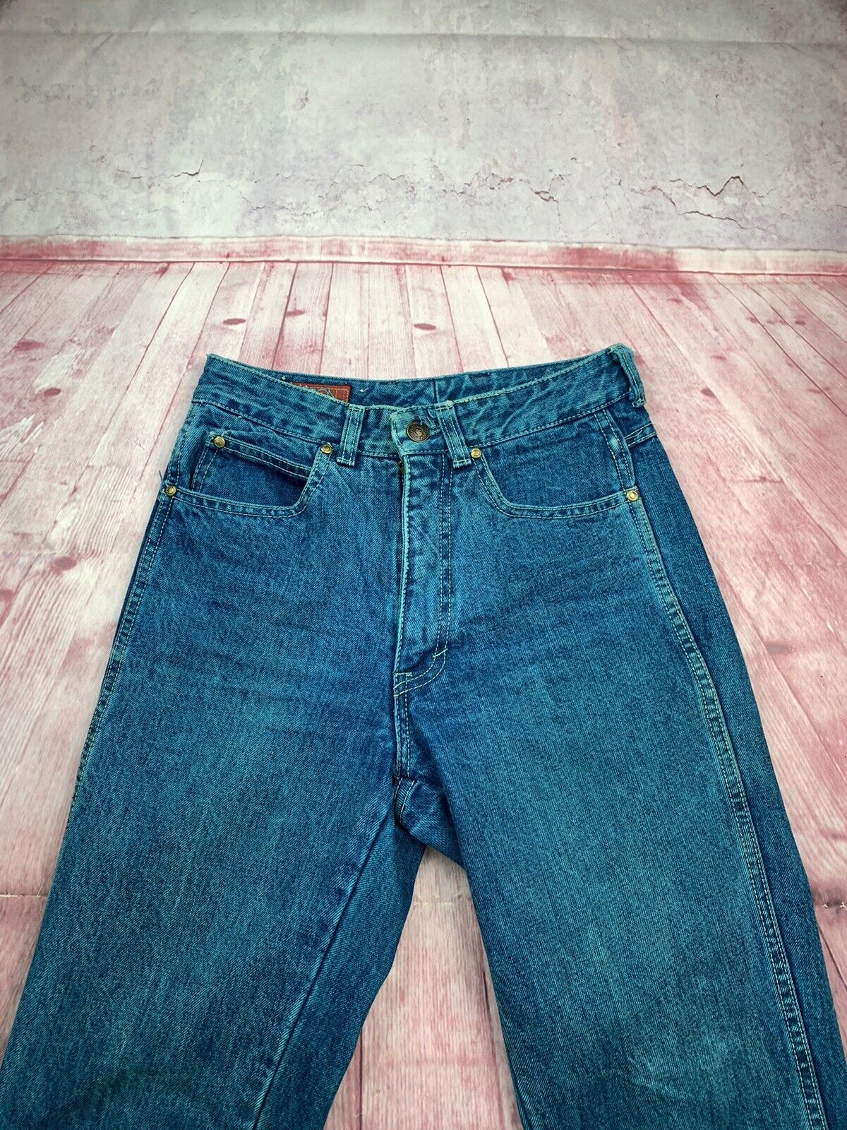 Vintage 80’s SASSON Acid Wash Teal Mom Jean Size … - image 4