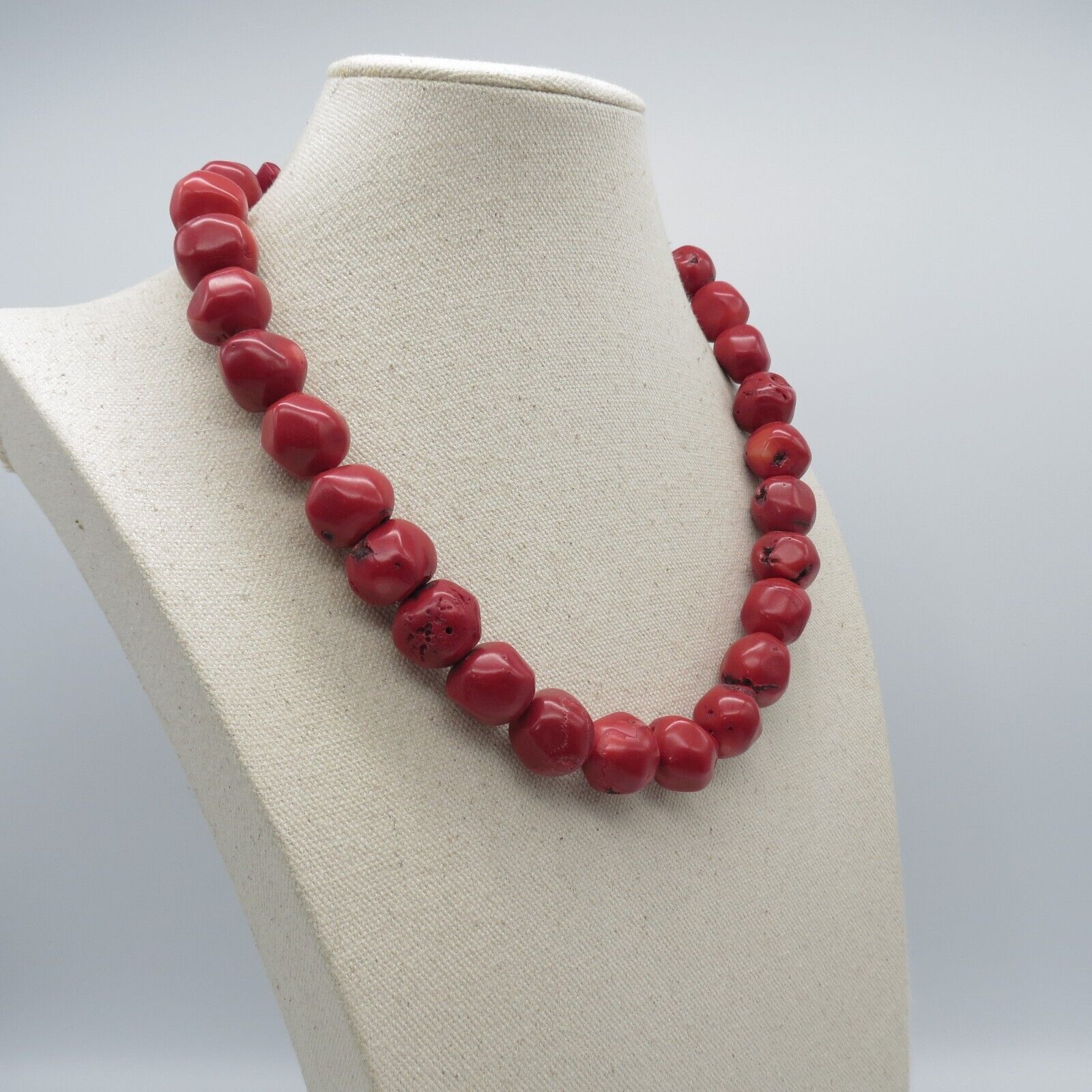 Bamboo Coral Bead Necklace Red Boho Ethnic Statem… - image 5