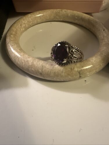 unique antique Amethyst Ring 925 Sterling Sz7.5