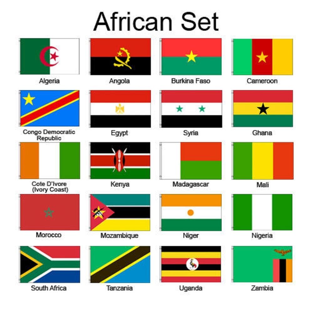 African Africa 3x5 Flag Set of 20 Country Countries Polyester Flags ...