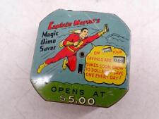 Vintage Novelty Tin Litho Captain Marvel Magic Dime Bank Savings Shazam Antique