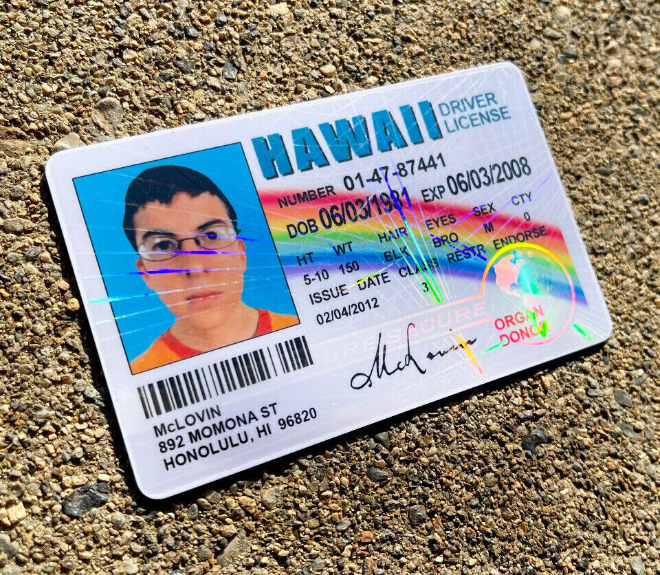 McLovin ID Card with Holographic Hawaii HI Drivers License Superbad ...