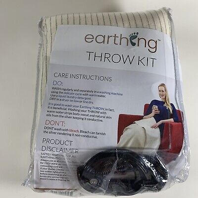 NEW Genuine Earthing Grounding Throw Blanket Kit, Cotton / 44