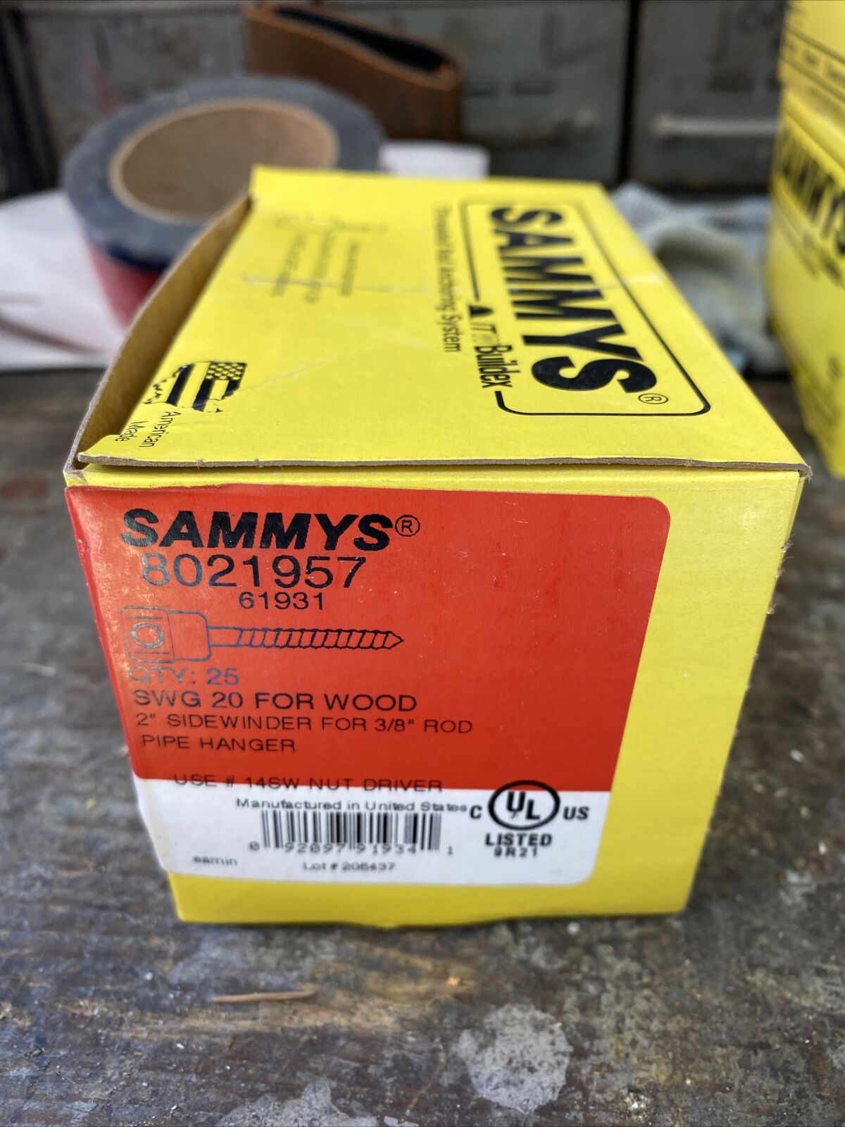 25 Box Sammys 8021957 3/8” Rod Sidewinder Hanger 2” Lag Bolt Anchor L ...