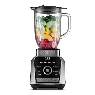 Gourmia Digital Blender with 8 Total Blend Programs, 4 Speeds & Round-Plated Tamper (Gray) 