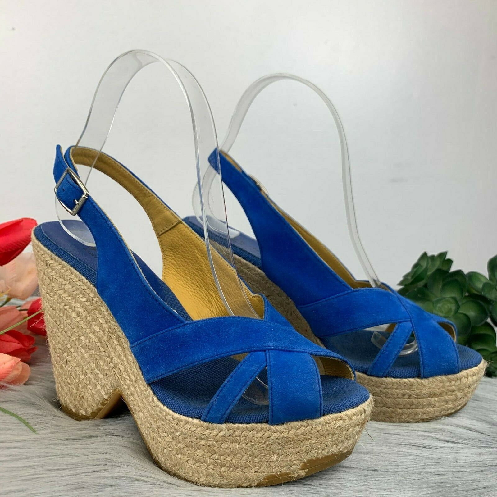 BETTYE MULLER Suede Blue Platform Wedges Espadrille S… - Gem