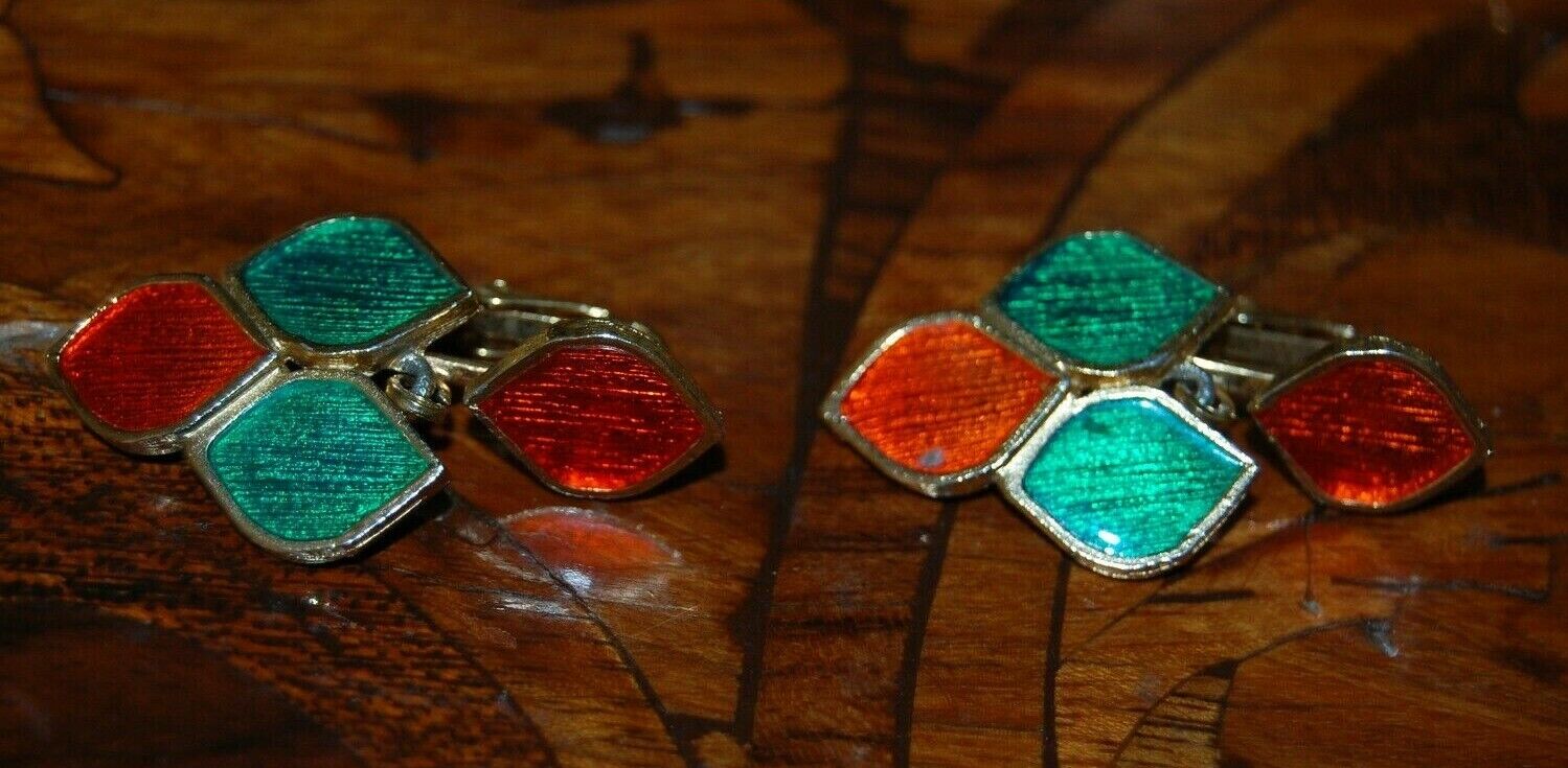 ELEGANT VTG 80'S FLORENZA RED AND GREEN ENAMEL GO… - image 9