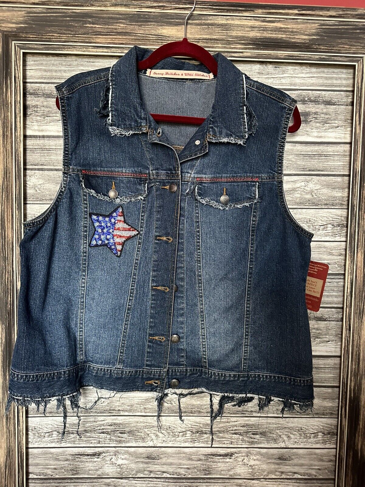 Womens Upcycled Vintage Denim Patriotic 4th of Ju… - image 2