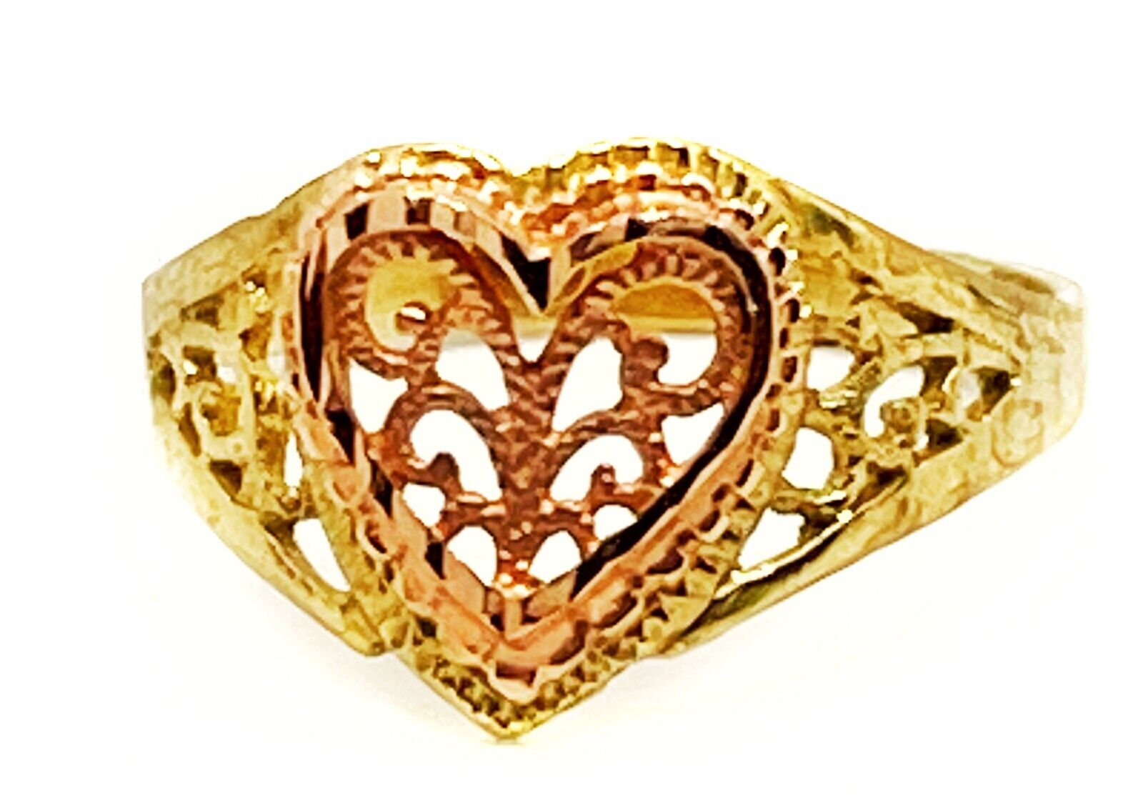 10K Rose/Yellow Gold Heart Ring - image 7