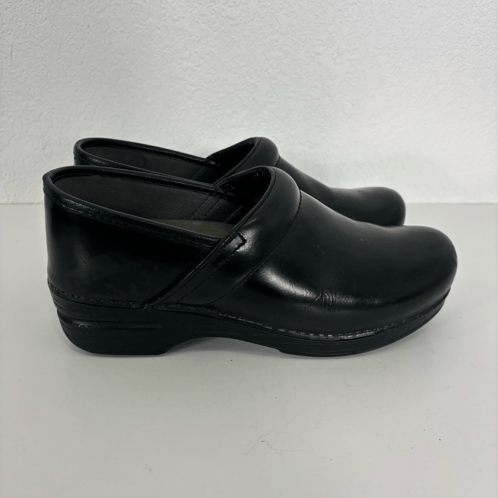 Dansko Black Leather Performance Clog Shoes - image 1