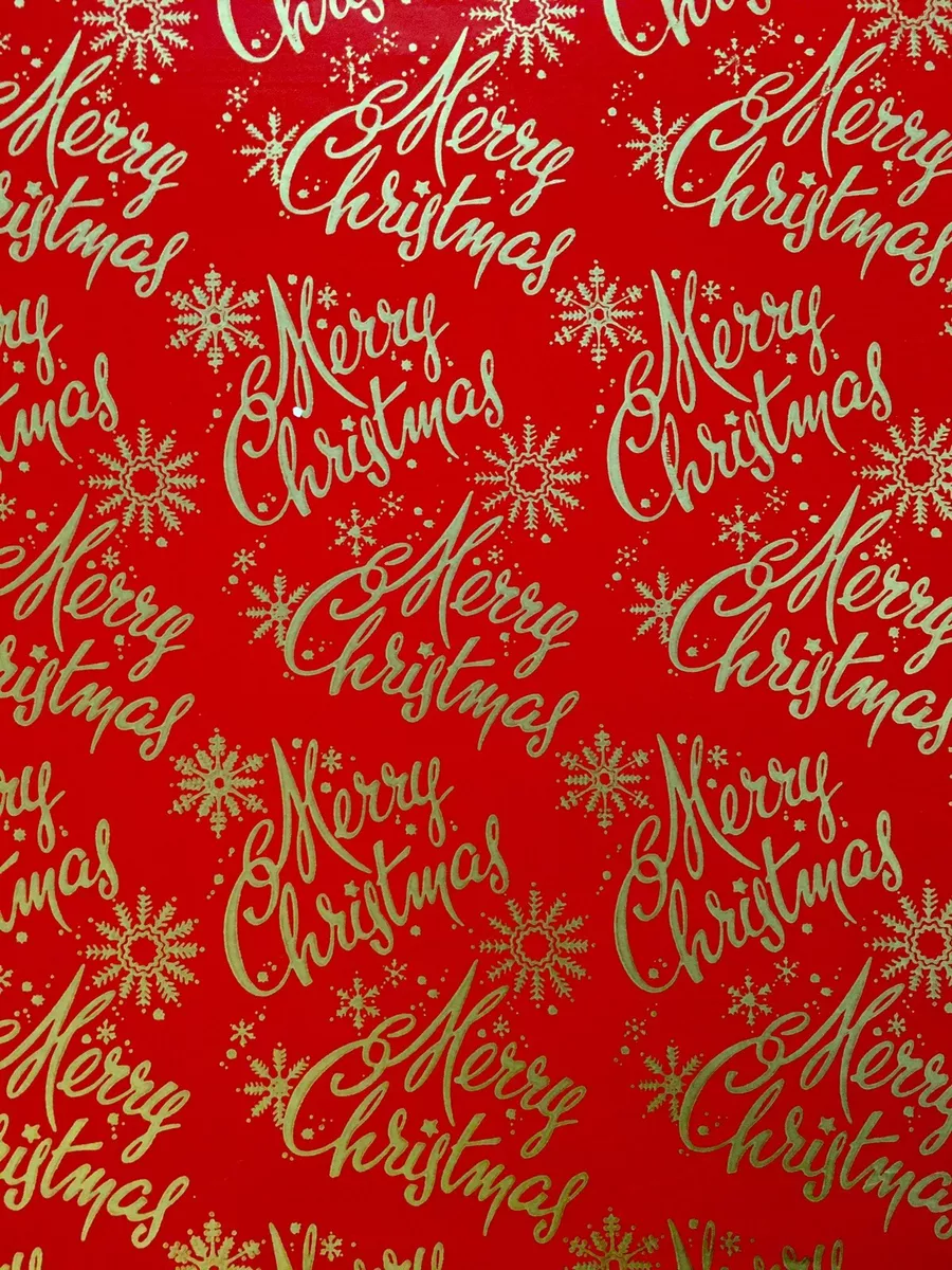 Merry Christmas Red Silver Christmas Gift Wrap Paper - 16 Foot Roll ...