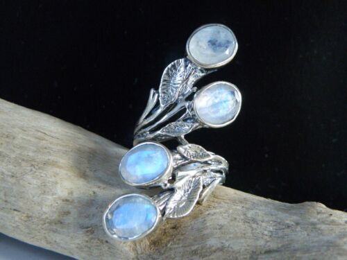 Huge Sterling Silver 925 Rainbow Moonstone Vine L… - image 1