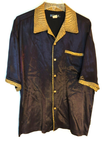 Rare VTG  Elvis Presley XXL Black Satin Shirt Snak