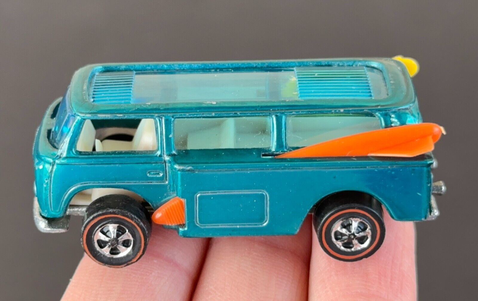 Vintage Hot Wheels Redline 1969 SMOOTH Aqua Beach Bomb VW - White Int ...