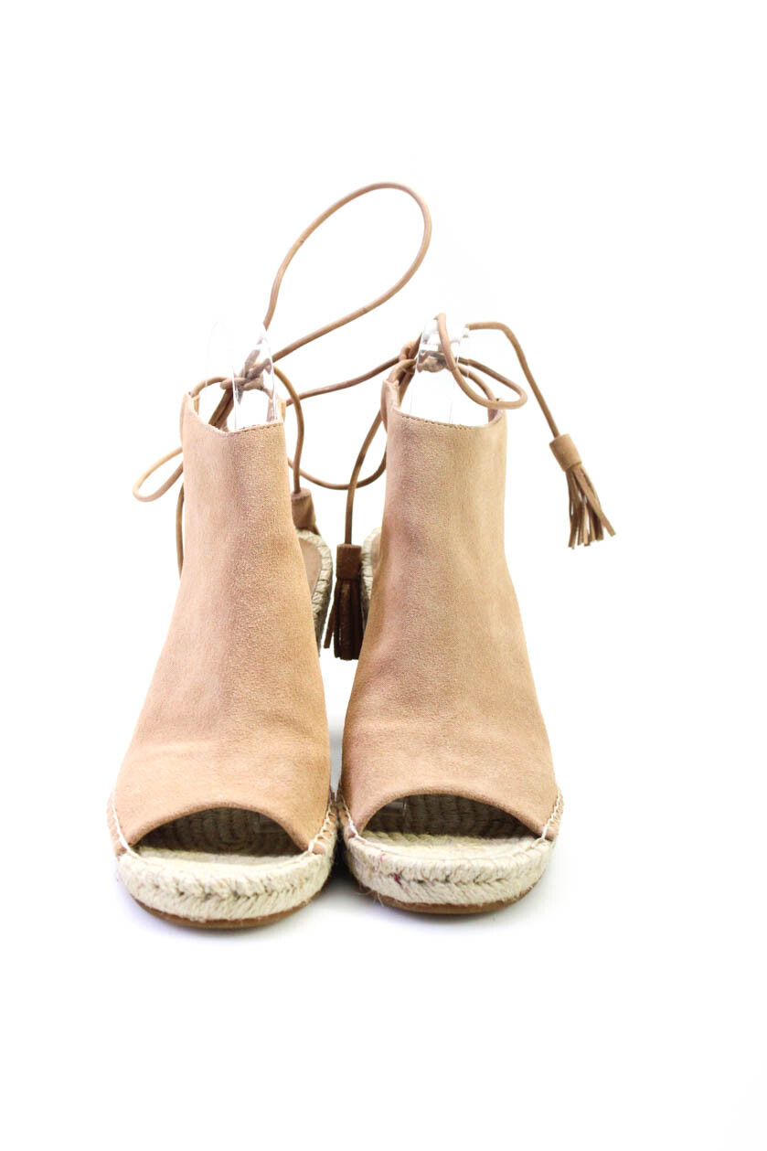 Bettye Women's Suede Peep Toe Lace Up Espadrille Wedges Beige Size 7 | eBay