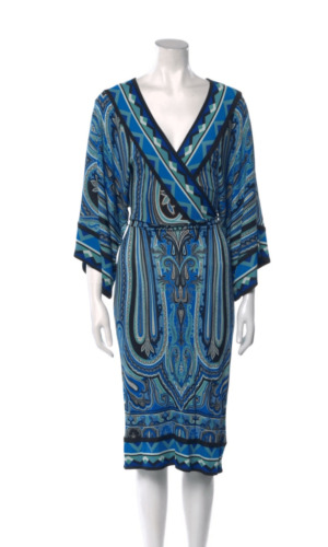 ETRO Milano Authentic Luxurious Deep V Neck Blue P