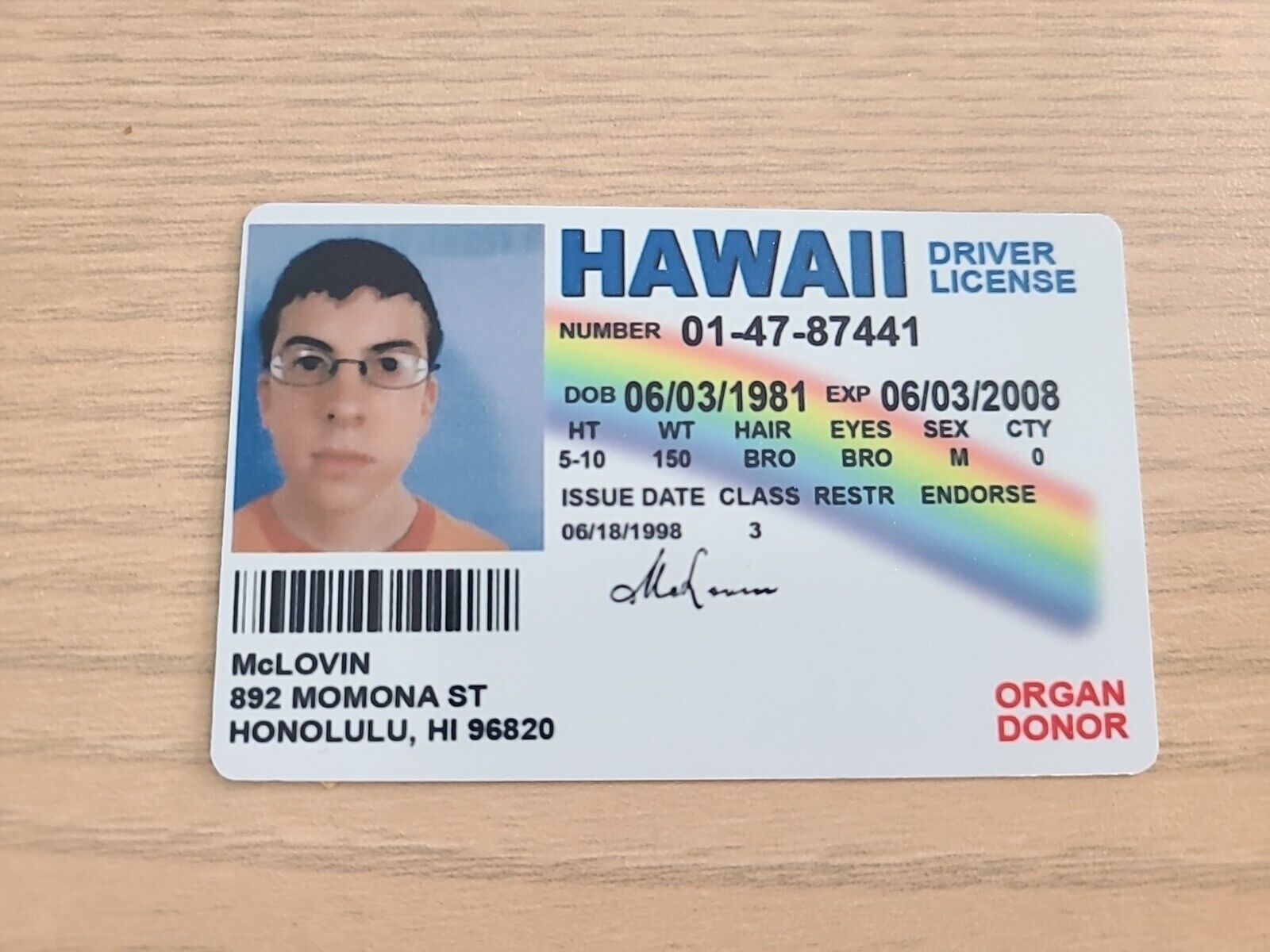 Super Bad McLovin Hawaii Drivers License Metal ID Card | eBay