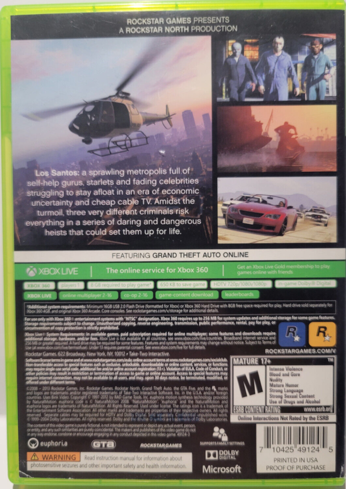 Grand Theft Auto V (Microsoft Xbox 360, 2013) No Manual | eBay