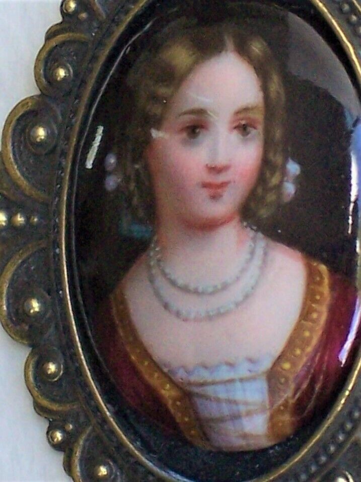 Antique Victorian Hand Painted Porcelain Cameo Pe… - image 6