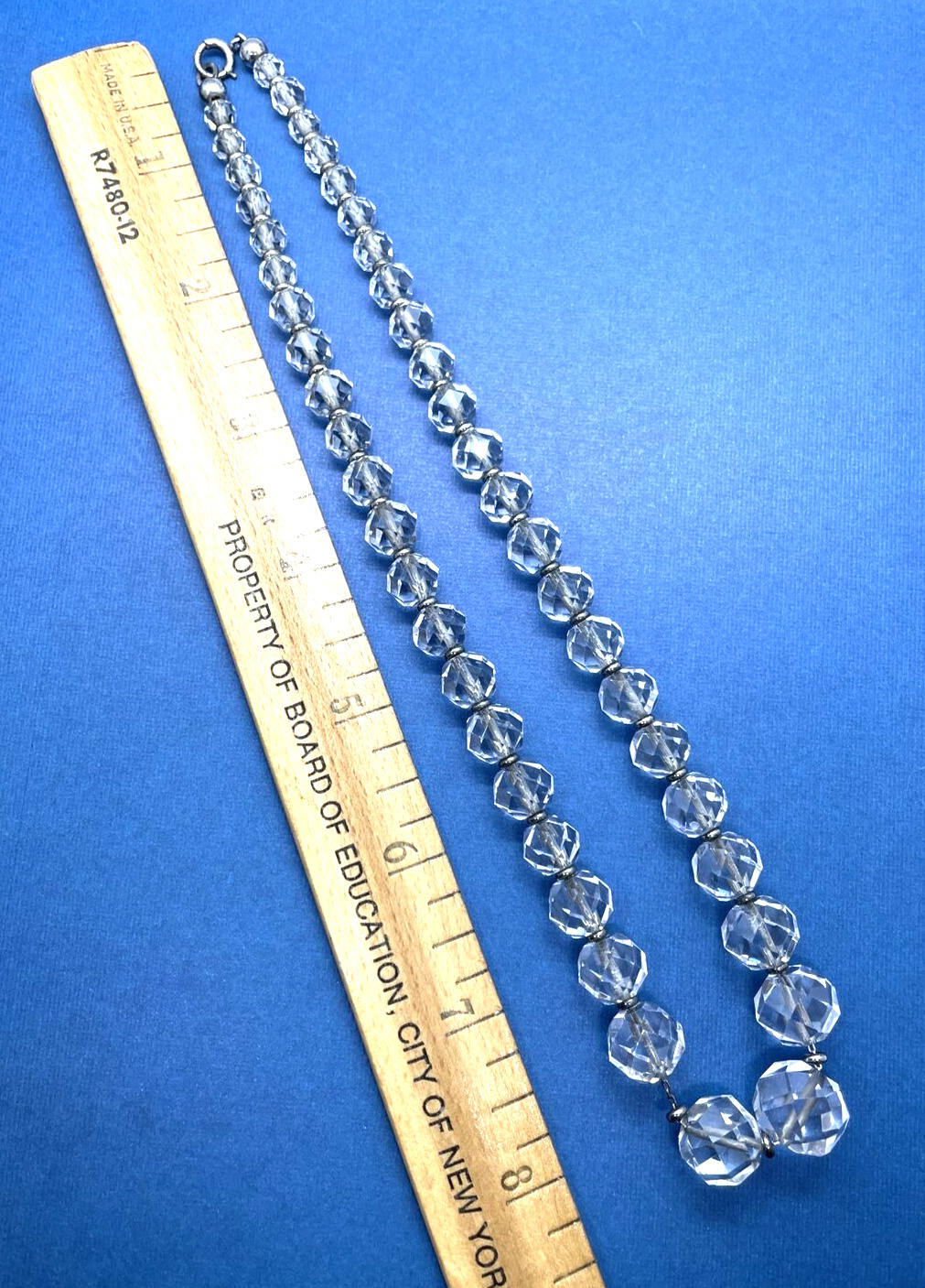 Sterling Silver Graduated Crystal Necklace Vintag… - image 7