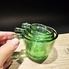 Antique Vintage Style Green Depression Glass 4pc Measuring Cup Set