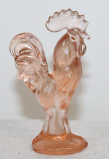 PINK DEPRESSION STYLE GLASS ROOSTER CHICKEN FIGURINE Vintage Style Farmhouse