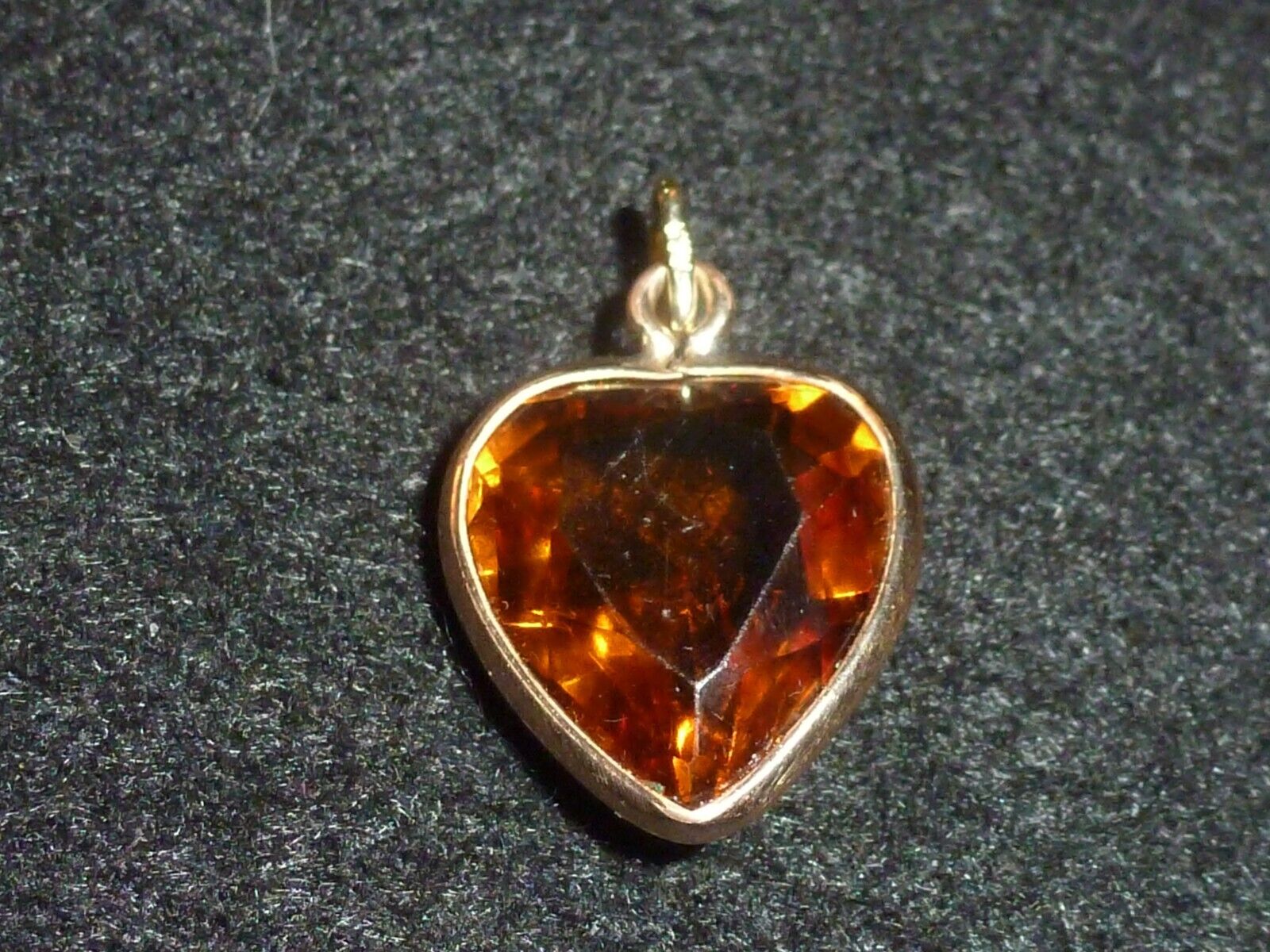 10K SOLID YELLOW GOLD OVAL AMBER COLOR PENDANT - … - image 2