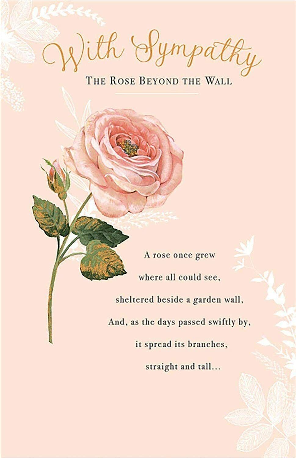 Beautiful Sympathy Card THE ROSE BEYOND THE WALL. 7434941463434 | eBay