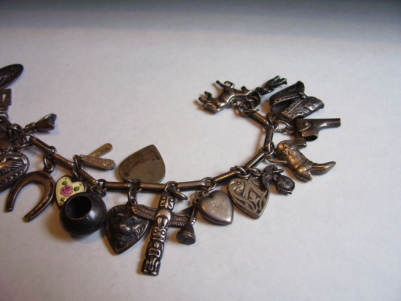 Antique Sterling Unique Charm Bracelet - image 2