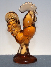 ORANGE DEPRESSION STYLE GLASS ROOSTER CHICKEN FIGURINE Vintage Style Farmhouse