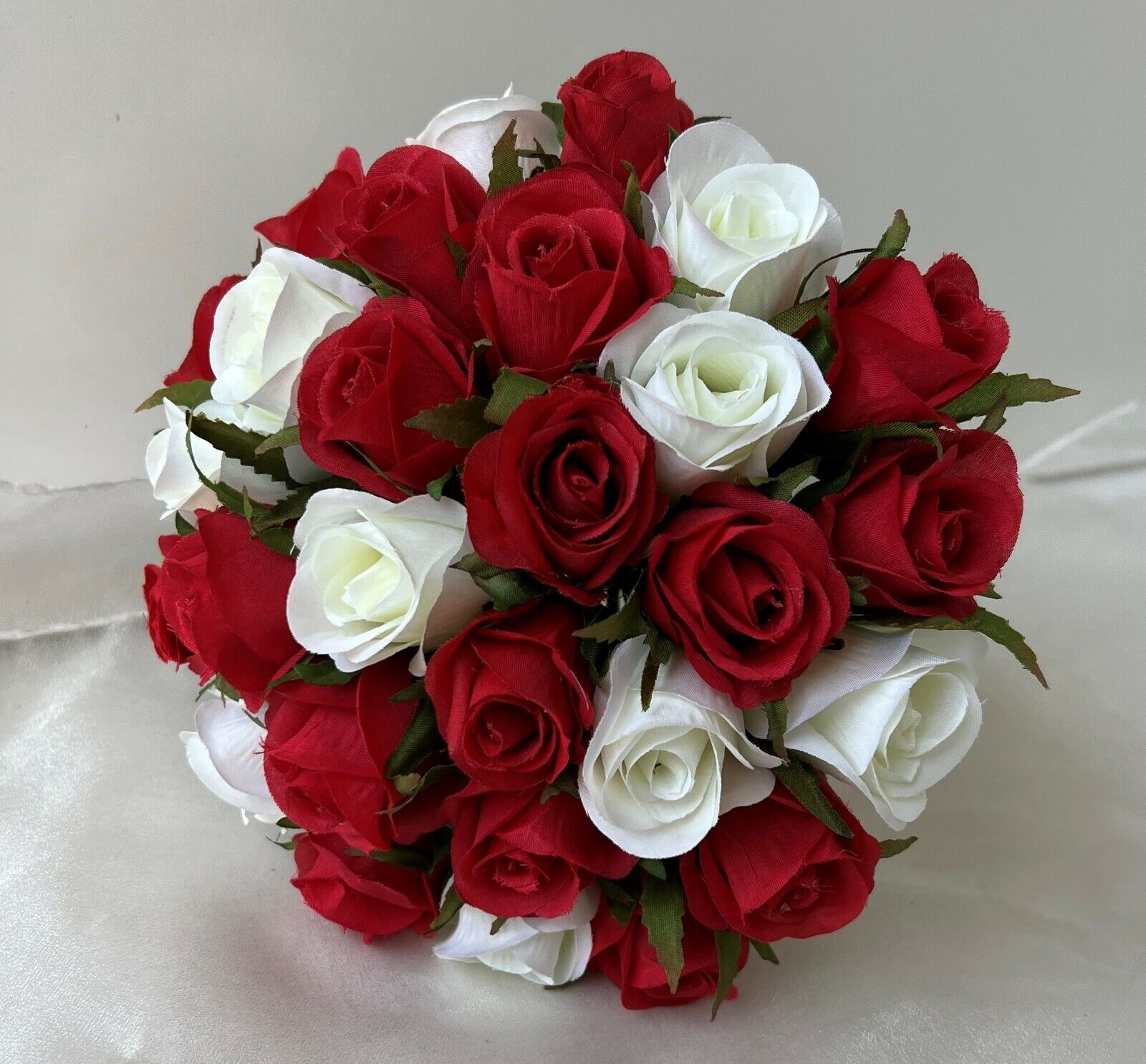 Silk Wedding Flower Red White Roses Bouquet Rose Flowers Posy Fake Bunch  Premade | Ebay